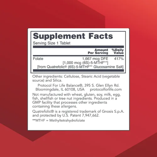 Miniatura 2 de PROTOCOL FOR LIFE BALANCE 5-metilfolato 1,000mcg - Biodisponibilidad superior de metilfolato - para apoyo cerebral - Suplemento de folato