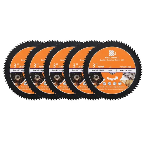 Miniatura 13 de Hoja de Sierra Circular HSS de 3 3/8 pulgadas - BRSCHNITT 44T Orificio de 3/5"-3/8" Discos de Corte para Cortar Madera, Cobre, Aluminio, Plástico