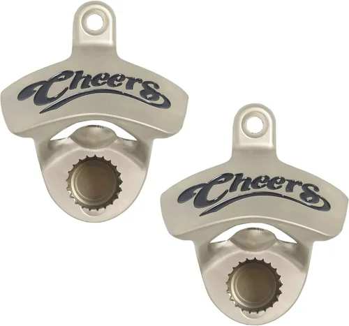 Abrebotellas magnético Cheers de cerveza, para montar en la pared, con imán incrustado, para barman, cocina, fiesta, regalos (paquete de 2)