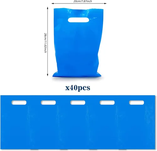 Miniatura 2 de TOSPARTY 40 bolsas de regalo de plástico azul, bolsas de dulces de Pascua, bolsas troqueladas son resistentes para fiestas, bolsas de regalo