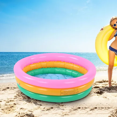 Miniatura 4 de Piscina inflable para bebés y niños, 3 anillos para niños, piscina de lavabo de PVC, piscina redonda suave para bebés y niños pequeños, para playa