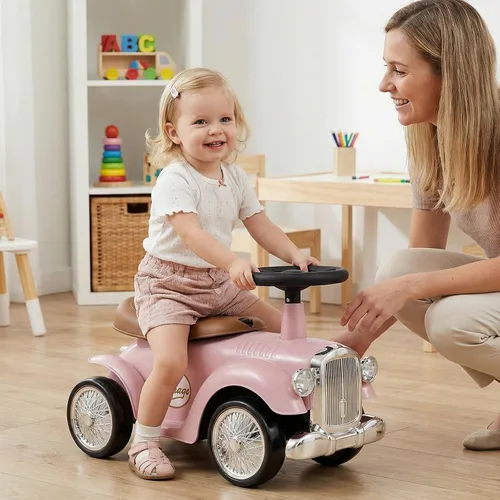 Miniatura 9 de Costzon Coche de Paseo con Empuje para Niños Pequeños, Coche Clásico para Niños con Piso Deslizante de Pie a Piso con Volante, Claxon