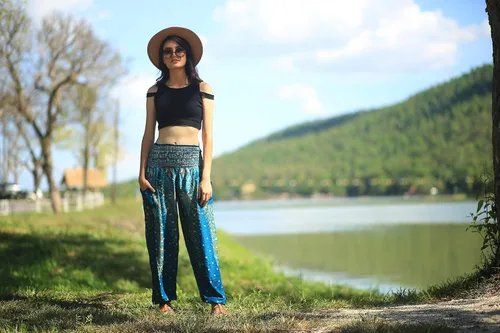Miniatura 6 de Pantalones bohemios, pantalones harem, de yoga, para mujer, para la playa