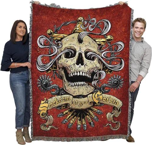 Miniatura 12 de Pure Country Weavers David Lozeau - Manta con diseño de esqueleto de pájaros de plumas, manta tejida de algodón, hecha en los Estados Unidos