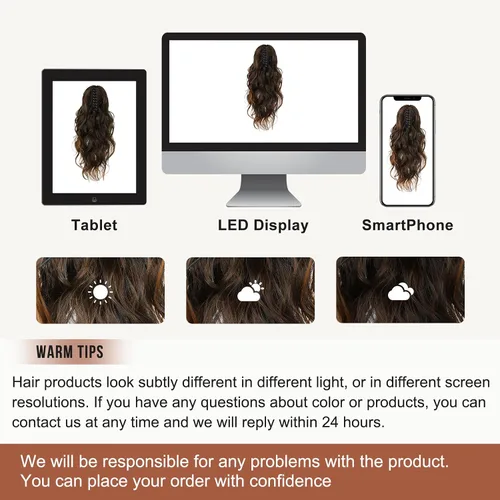 Miniatura 7 de FLUFYMOOZ Extensión de cola de caballo, extensión de cola de caballo con clip de garra de 18 pulgadas, extensiones de cabello ondulado y rizado