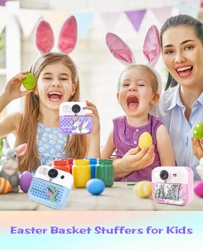 Miniatura 2 de Cámara de impresión instantánea, regalos de cumpleaños para niños y niñas, cámara de video digital HD 1080P para niños, juguetes para niñas de 4 a