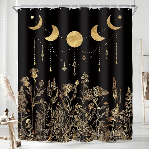 Miniatura 32 de Riyidecor - Cortina de ducha con estampado de flores silvestres para decorar un baño pequeño o una ventana, 36 pulgadas de ancho x 72 pulgadas