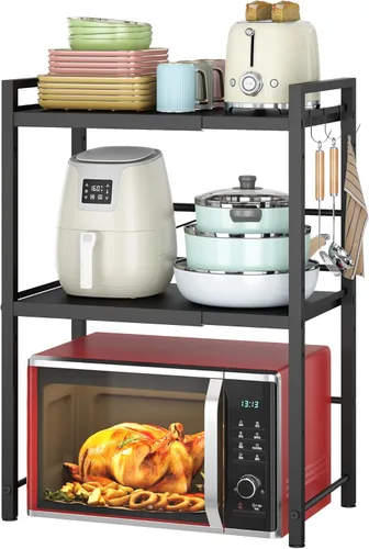 Miniatura 13 de DOLALIKE Estante para Horno de Microondas, Soporte de Microondas Expandible para Encimera, Almacenamiento de Utensilios de Cocina y Vajilla, Estante