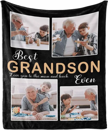 Miniatura 9 de MyPupSocks Manta personalizada de collage de fotos para papá con mensaje de amor de parte de esposa, hija e hijo, manta de fotos personalizada