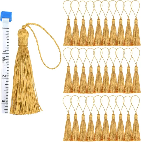 30 borlas de costura hechas a mano para manualidades, borlas suaves y sedosas de 5.7 pulgadas con lazo de cordón de 2.6 pulgadas para decoración de