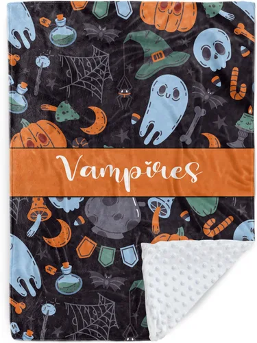 Miniatura 29 de Manta de bebé personalizada de Halloween, manta con nombre personalizado para niños pequeños, franela suave con respaldo de puntos de doble capa