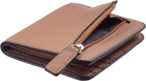 Miniatura 7 de Gostwo - Cartera compacta de piel genuina de lujo para mujer con bloqueo de RFID y ventana de identificación
