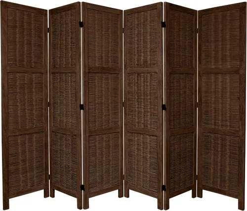 Miniatura 8 de Oriental Furniture - Divisor de habitación tejido de bambú de 5 1/2 pies de alto, color marrón quemado, 3 paneles