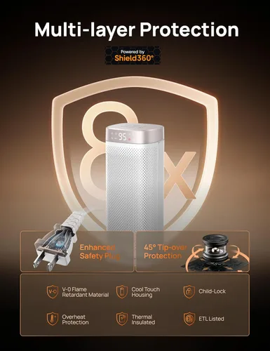 Miniatura 3 de Dreo Calentadores de espacio para uso en interiores, calentadores portátiles de 1500 W de calentamiento rápido con control remoto, grandes Blanco