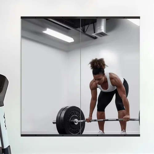 Delma Espejo de gimnasio en casa, 48 x 24 x 2 unidades, vidrio templado grande de cuerpo completo, sin marco, montado en la pared para gimnasio,
