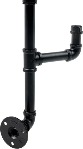 Miniatura 7 de MyGift Perchero industrial de tubo de metal negro montado en la pared para sombreros y percheros con 6 ganchos de brazo ajustables, ganchos