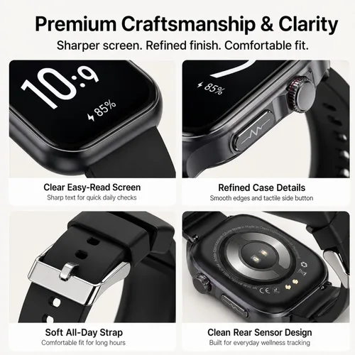 Miniatura 9 de Reloj inteligente para adultos y personas mayores, pantalla grande de 1.87 pulgadas fácil de leer, llamadas Bluetooth, frecuencia cardíaca y SpO2