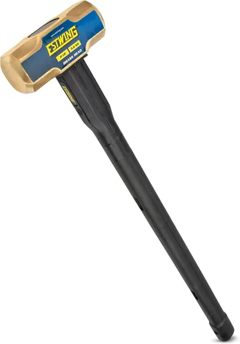 Miniatura 5 de Estwing Martillo de trineo de latón de 2.5 libras para uso en metalurgia/automoción/minería, cabeza bloqueada de acero, mango indestructible de 12