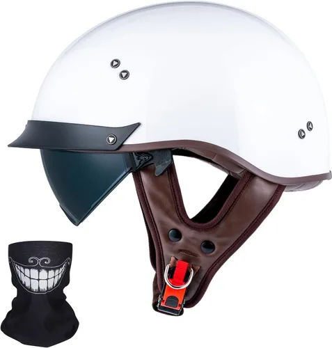 Miniatura 26 de VCOROS - Medio casco para motocicleta F07 de cara abierta, aprobado por DOT VCOROS Medio casco de motocicleta F07 de cara abierta aprobado por DOT
