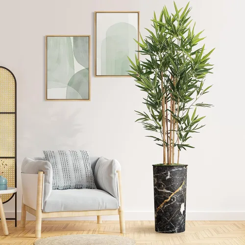 Miniatura 11 de Árbol artificial en macetero con efecto de granito moderno, palmera tropical areca artificial de seda para decoración del hogar en interiores