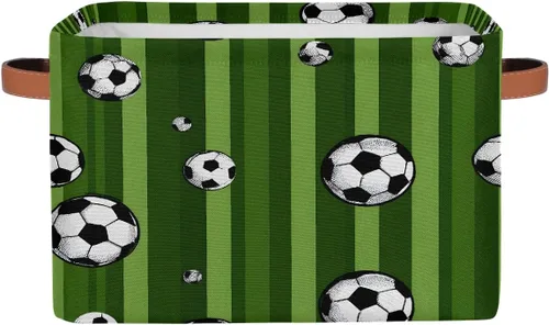 Miniatura 30 de Cesta de almacenamiento pequeña con asas para niños, juguetes de baloncesto, pelota deportiva, cubos de almacenamiento plegables de tela, cesta