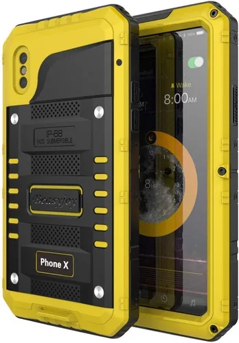 Miniatura 10 de Beasyjoy Funda de metal para iPhone Xs iPhone X/10, resistente al agua, resistente, protección de cuerpo completo, a prueba de golpes, resistente