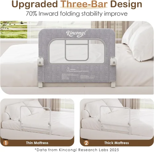 Miniatura 3 de Riel de cama para niños pequeños, riel de cama de 81 cm con base en forma de U más ancha, rieles de cama transpirables para camas King, Queen, Full