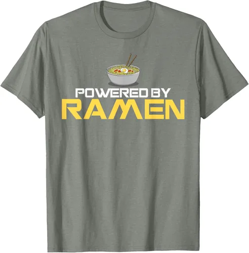 Miniatura 66 de Camiseta de fideos de anime japoneses Powered By Ramen, Negro, S