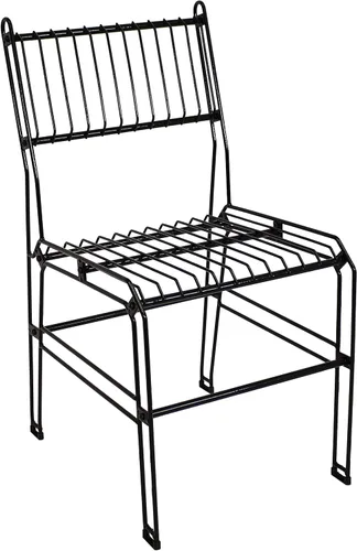 Sunnydaze Silla de comedor moderna sin brazos de alambre de acero para interiores y exteriores, capacidad de peso de 240 libras, color negro, 23.75