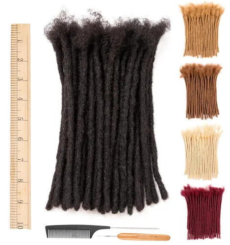 Miniatura 17 de DAIXI 0.2cm y 0.4cm y 0.6cm y 0.8cm de grosor 4-18 pulgadas 10 hebras extensiones de rastas de cabello humano 100% real para hombres/mujeres