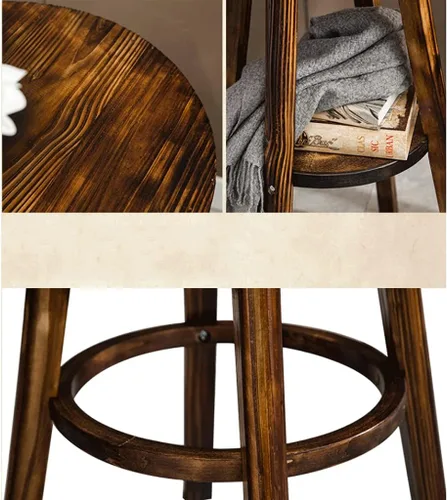 Miniatura 6 de Taburetes de bar giratorios de madera maciza con estilo de tela de altura de mostrador, esponja de resistencia, respaldo cómodo, asiento acolchado