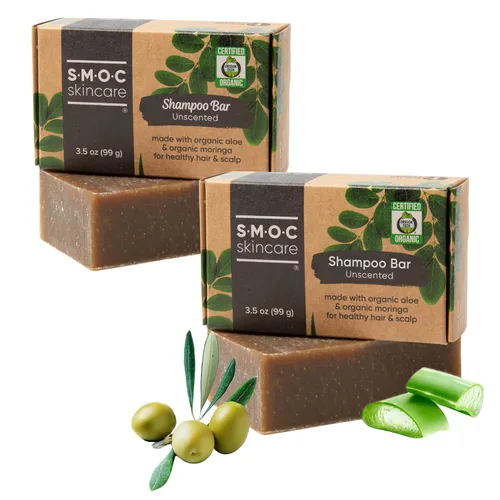 Miniatura 10 de Barra de champú orgánica certificada para cabello seco a normal, romero y moringa para el crecimiento del cabello, aloe y aceite de oliva virgen