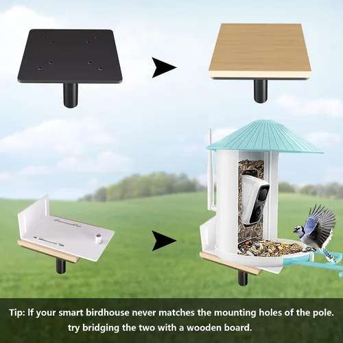 Miniatura 5 de Soporte para comedero de pájaros, poste de 95 pulgadas para pájaros para exteriores, resistente, 5 puntas de base, soporte ajustable para comedero
