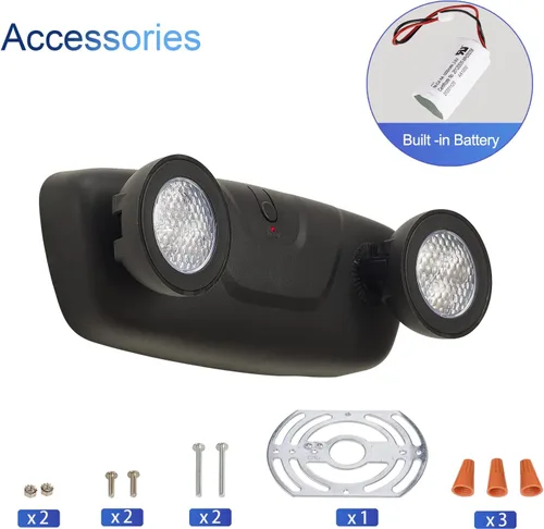Miniatura 6 de TANLUX Luces de emergencia LED con batería de respaldo, luces de emergencia comerciales ajustables de dos cabezales, certificación UL, CA 120/277V