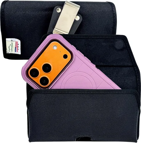 Miniatura 17 de Turtleback Clip para cinturón para iPhone 17 ProMax o 17 Plus - Grande - Se adapta con fundas de estilo voluminoso Defender - Nylon negro de alta