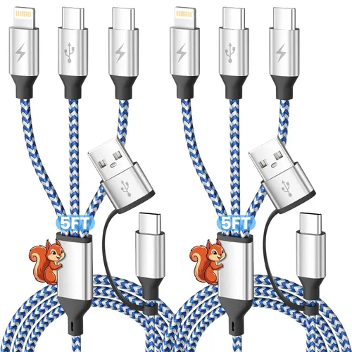 Miniatura 14 de Cable de carga múltiple 4 en 2, cable USB C a USB C con 4 X tipo C, cable de carga de teléfono de viaje para iPhone 17/16/15, Galaxy, Android