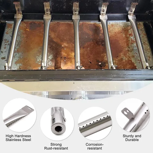 Miniatura 5 de Pieza de repuesto para parrilla DynaGlo DGF510SBP, DGF493BNP, paquete de 5 protectores de placa térmica y tubos de quemador para parrilla de patio