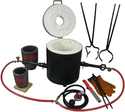 Miniatura 7 de LSMIITTH Horno de fusión de propano de 35.3 lbs para aluminio, oro, plata, cobre, doble quemador 200,000 BTU Kit de fundición de alta eficiencia