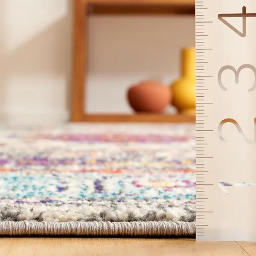 Miniatura 2 de SAFAVIEH Colección Monaco - Alfombra para pasillo, 2.2 x 8 pies, color violeta y azul claro, diseño bohemio chic de medallón envejecido,