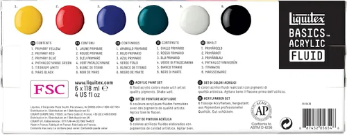 Miniatura 2 de Liquitex BASICS - Pintura acrílica fluida, 6 botellas de 4.0 fl oz (4 onzas)