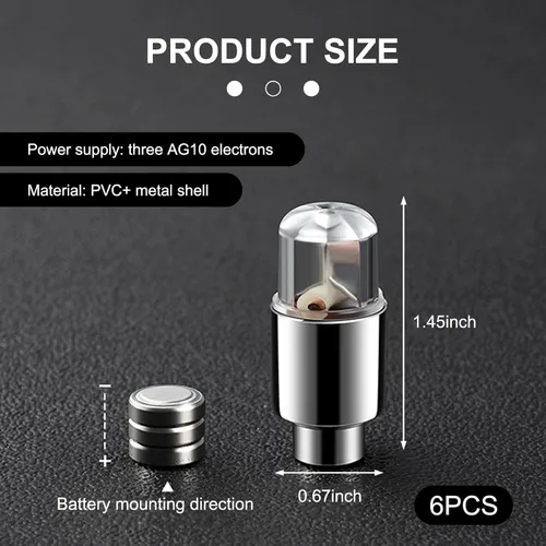 Miniatura 2 de ZKFAR 6 unidades de luz de tapa de vástago de válvula de cubo de rueda de automóvil, luz impermeable para válvulas de flash de neumáticos, Azul