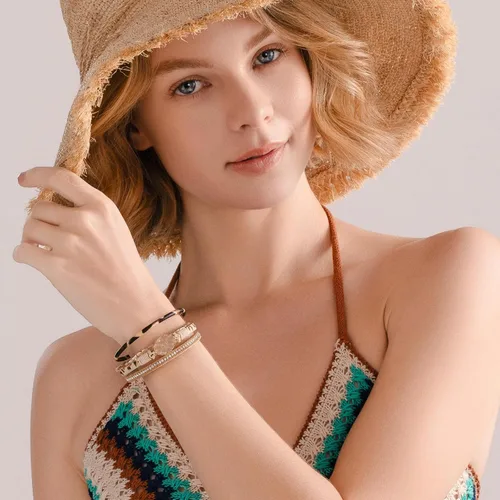 Miniatura 271 de FANCY SHINY - Pulsera de cuero estilo bohemio, pulsera de cuentas de cristal con cierre magnético, regalos de joyería para mujer