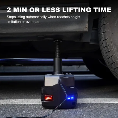 Miniatura 3 de TYAYT Kit de gato eléctrico para automóvil, gato hidráulico de 5 toneladas con bomba inflable incorporada, gato portátil de 12 V con luz LED