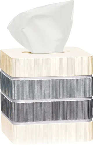 Funda para caja de pañuelos de resina para decoración moderna del hogar, soporte cuadrado minimalista para caja de pañuelos para habitación de Crema