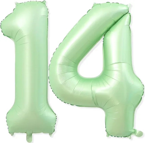 Miniatura 15 de 1 globo de aluminio verde claro de 40 pulgadas, globos gigantes de helio número 1 para niños y niñas, decoraciones de primer cumpleaños, baby