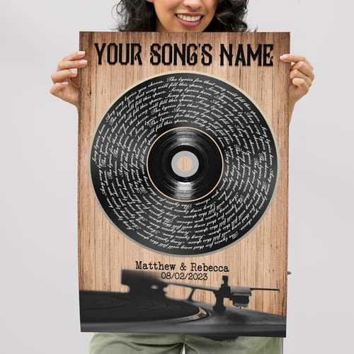 Miniatura 4 de H-DEWALL Póster personalizado de letras de canciones, regalo de boda único para parejas, personaliza con tus propias fotos, nombres y fecha, sin