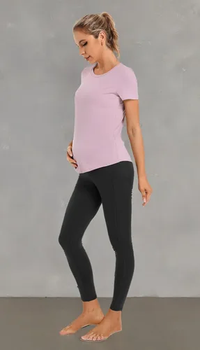 Miniatura 8 de Foucome Leggings de maternidad para mujer con bolsillos sobre el vientre, leggings de entrenamiento para yoga, pantalones de trabajo activo