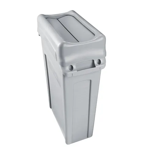 Miniatura 7 de Rubbermaid Commercial Products Slim Jim - Bote de basura con bisagras y tapas para reciclaje Plateado