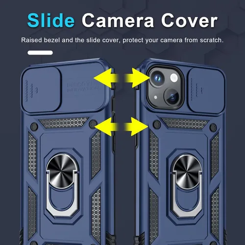 Miniatura 3 de Janmitta Funda para iPhone 12 Mini y 13 Mini con Lente de Cámara Deslizante Integrada+Protector de Pantalla, Funda de Teléfono Resistente a Golpes