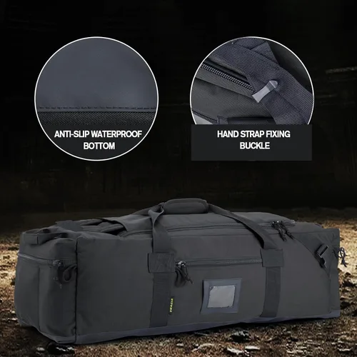 Miniatura 3 de Bolsa de lona grande de 86 litros para viajes, gimnasio y deportes, poliéster repelente al agua, correas ocultas, compartimento para zapatos, bolsa